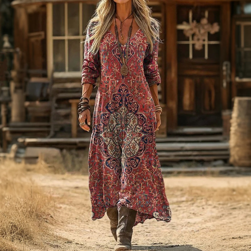 Evelyn | Robe décontractée à manches longues inspirée vintage