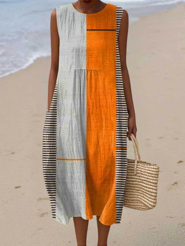 May | Robe midi élégante et confortable à blocs de couleur harmonieux