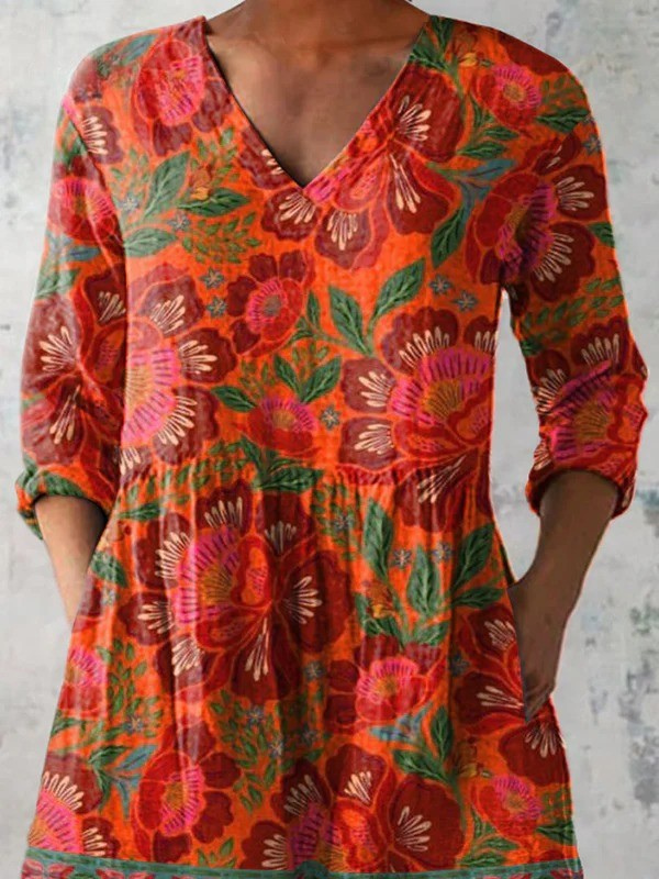 Felicity | Chemise Col V Longue Vintage