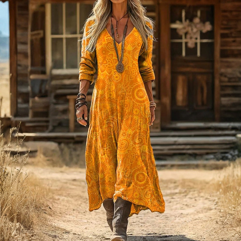 Evelyn | Robe Décontractée à Manches Longues Inspirée Vintage