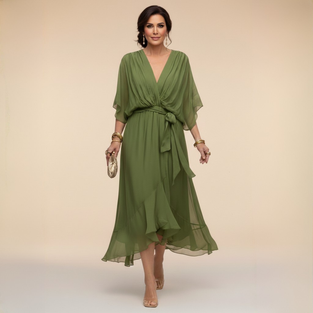 Monica™ | Robe en chiffon élégante à col en V