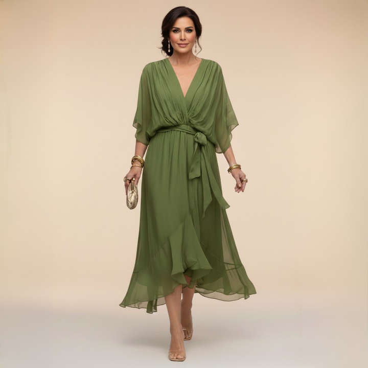 Monica™ | Robe en chiffon élégante à col en V