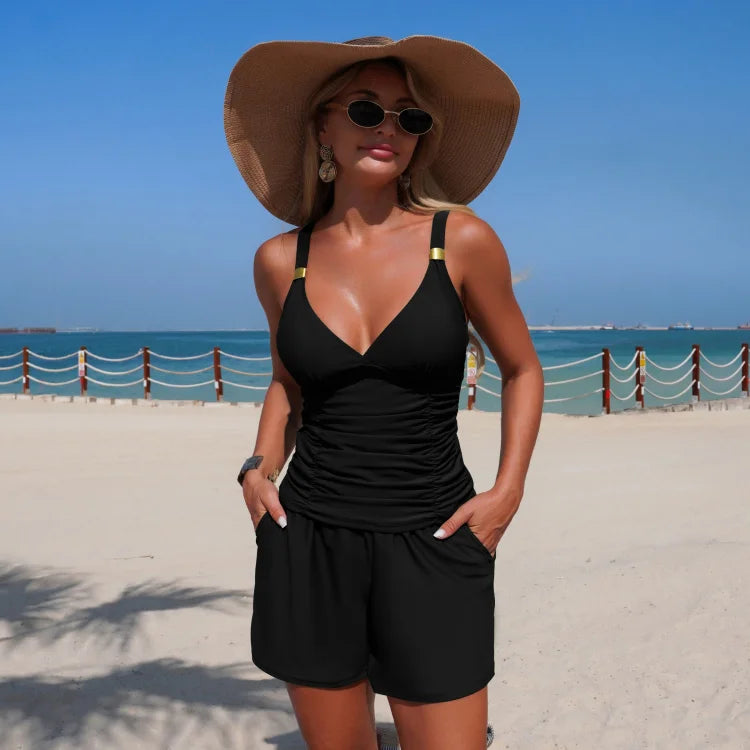 Harper | Ensemble de tankini froncé avec poches