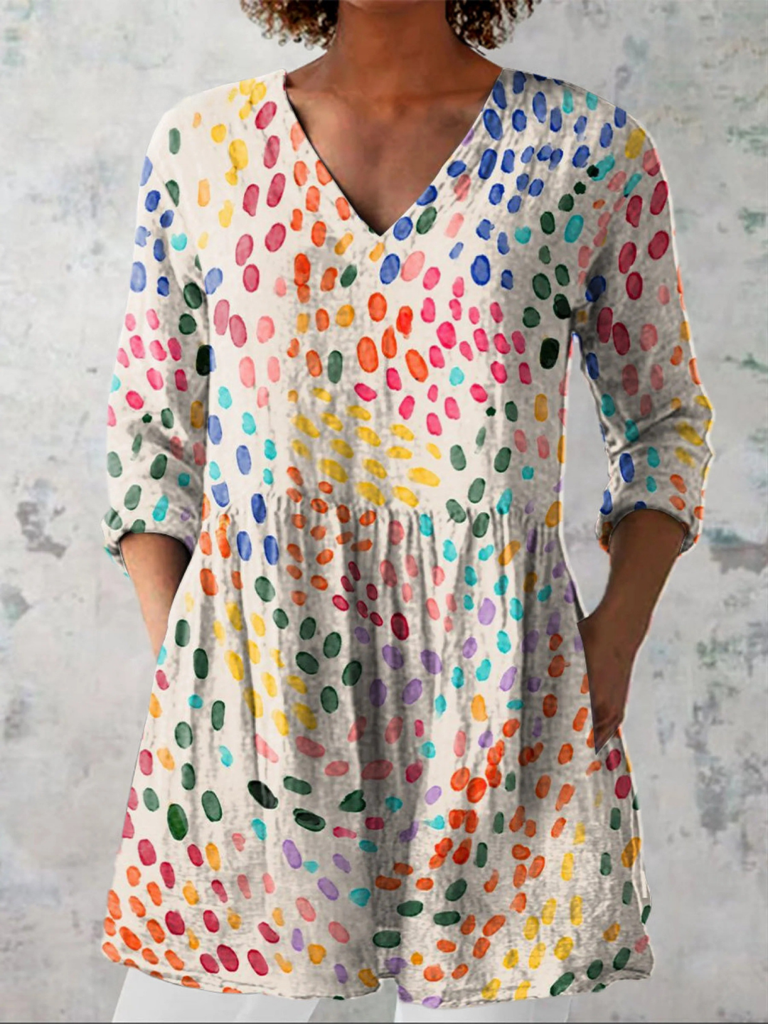 Bernadette | Chemise Col V Longue Vintage