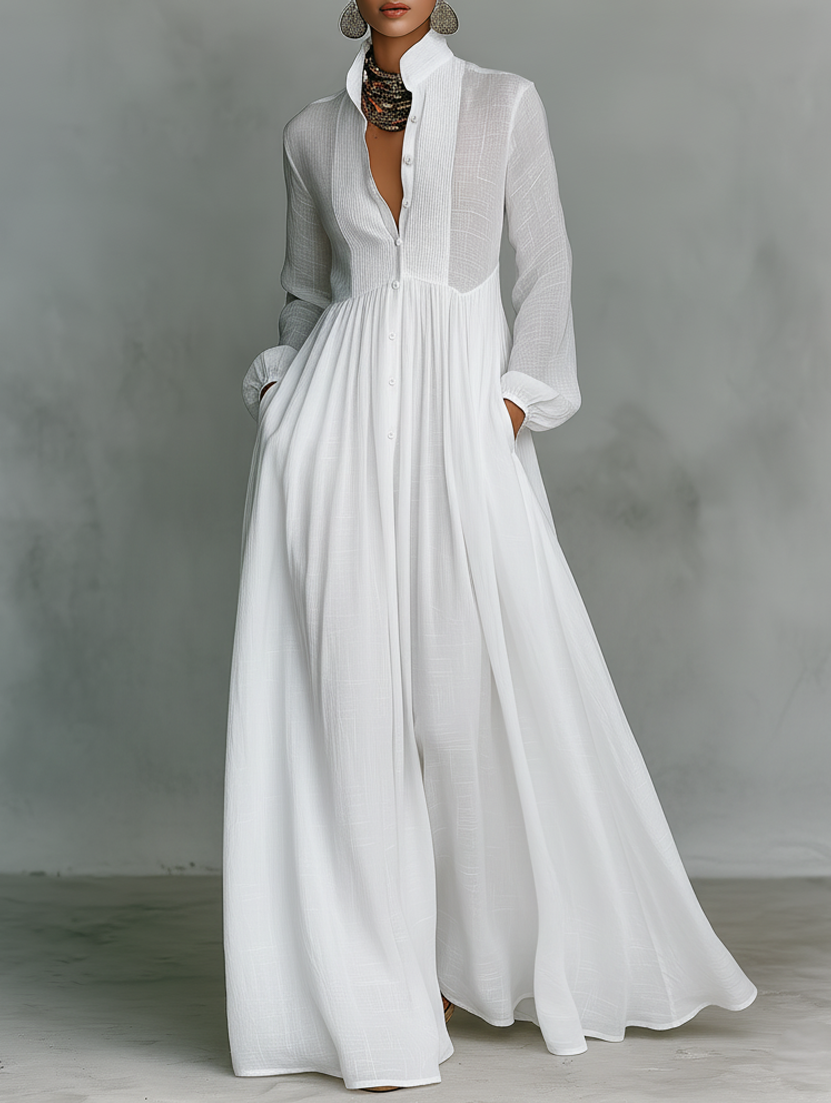 Serena | Robe Maxi à Boutons Fluide
