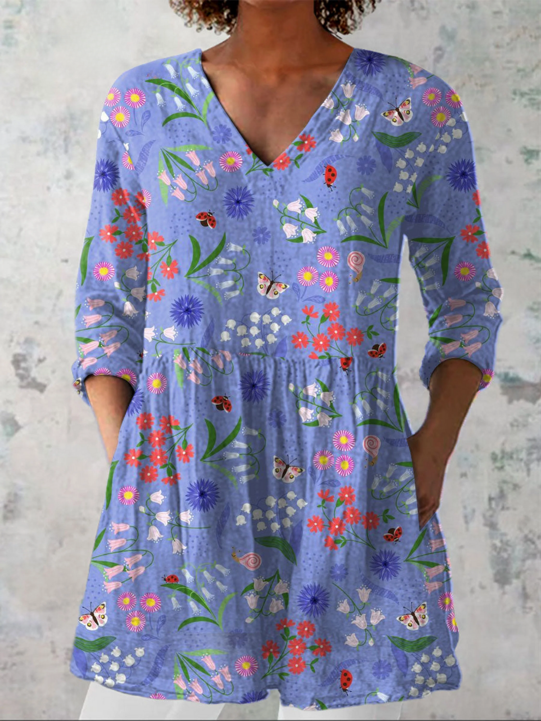 Aileen | Chemise Col V Longue Vintage