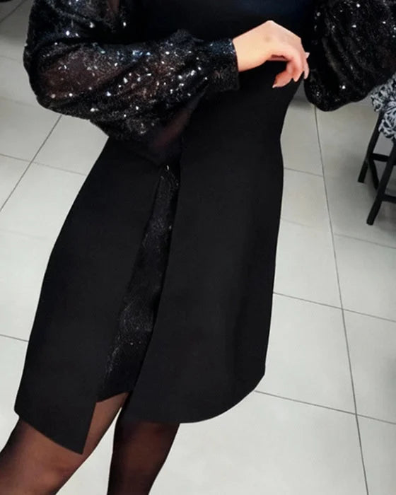 Elara™ | Robe Sophistiquée à Manches en Sequins