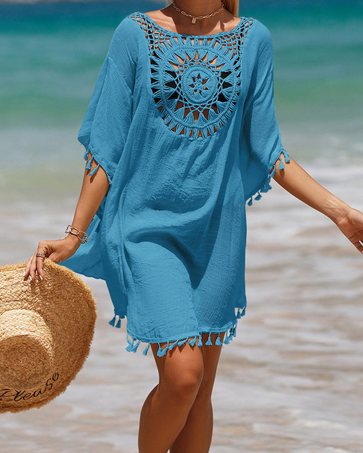 Poncho de bain avec franges