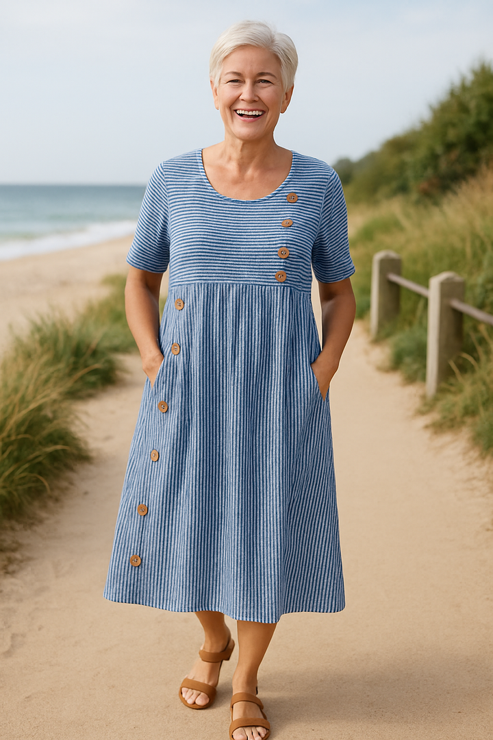 Brienne | Robe midi rayée – confort sans effort, confiance au quotidien