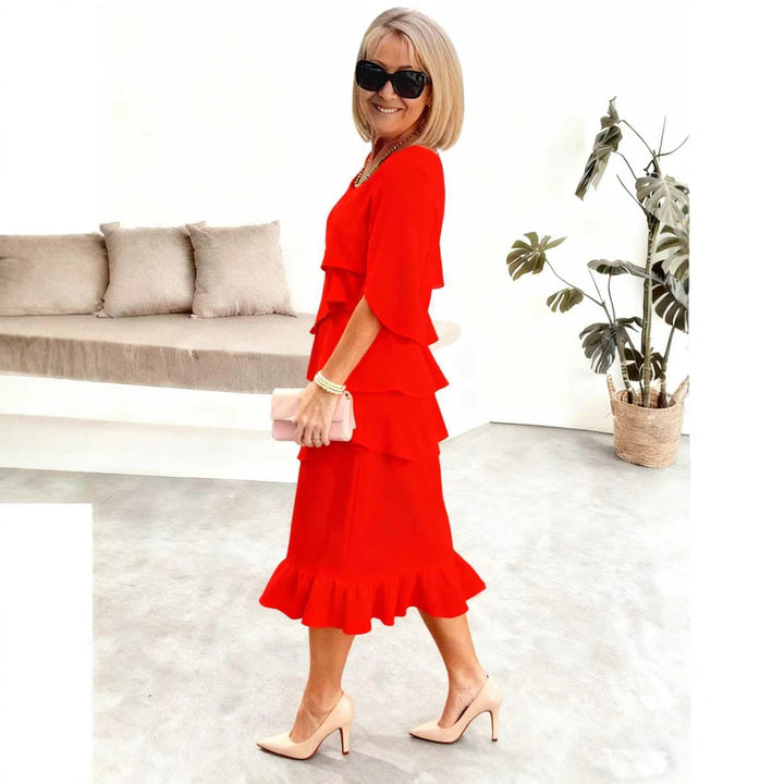 Anna | Robe midi élégante à volants