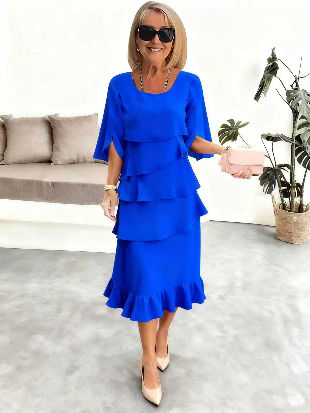 Anna | Robe midi élégante à volants