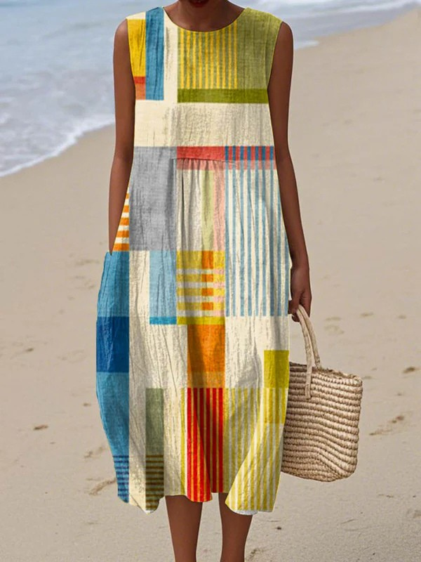 Eve | Robe midi élégante et confortable à motif géométrique raffiné