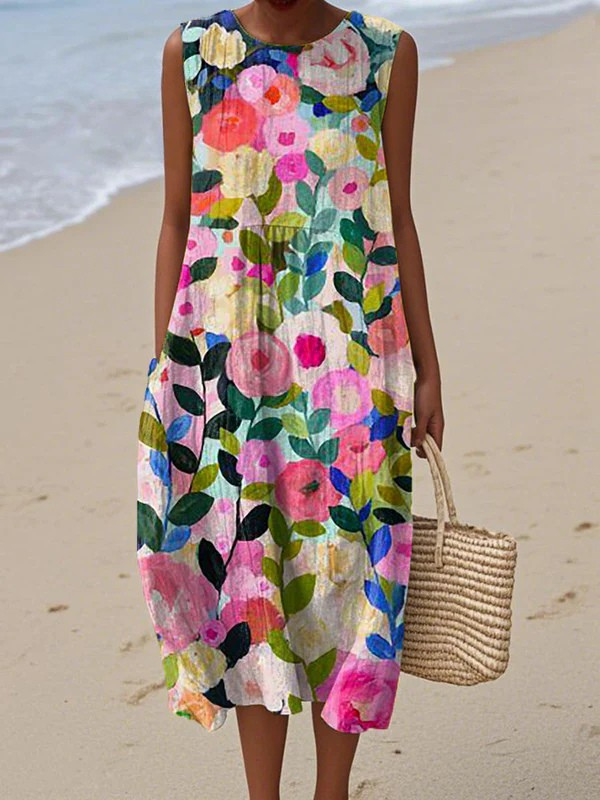 Ava | Robe midi élégante et fluide à fleurs délicates