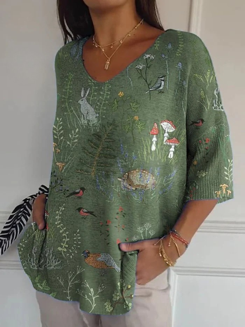 Pull à Motif Forestier avec Animaux pour Femmes