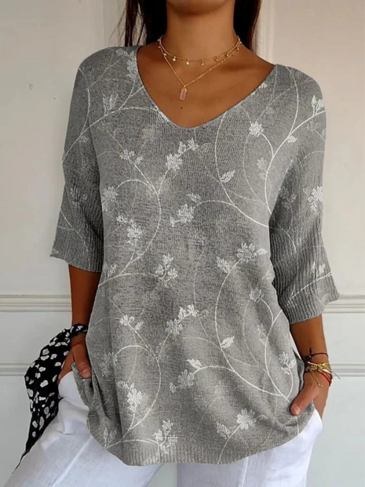 Pull vintage floral en maille décontracté pour femmes