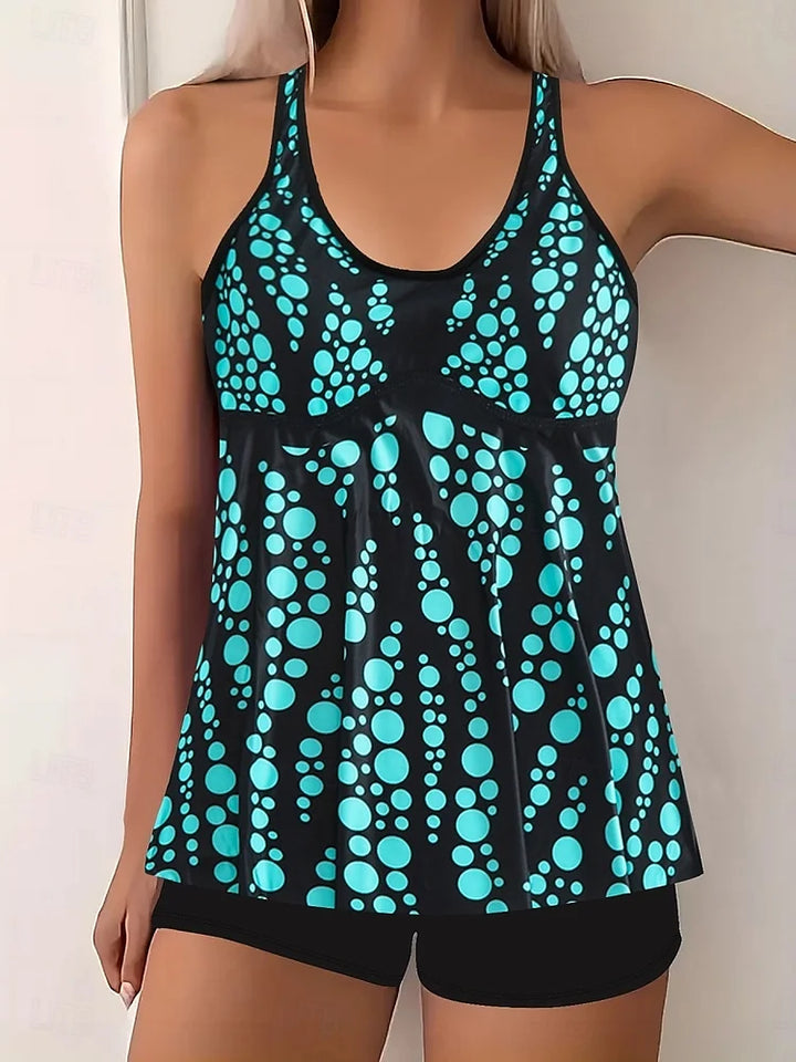 Jade | Ensemble de tankini à imprimé de bulles qui couvre le ventre