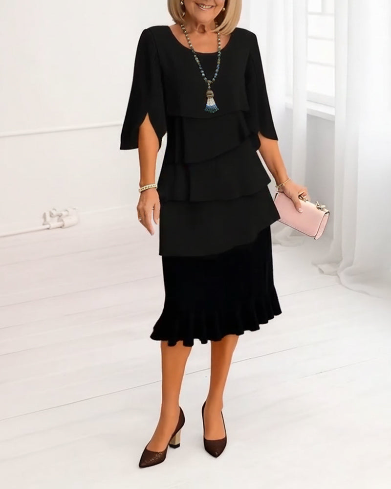 Anna | Robe midi élégante à volants