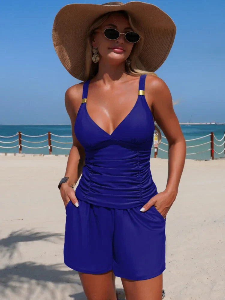 Harper | Ensemble de tankini froncé avec poches