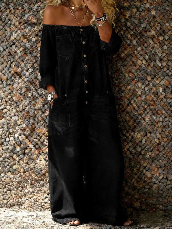 Noa | Combinaison en Jean avec Décolleté Off-Shoulder