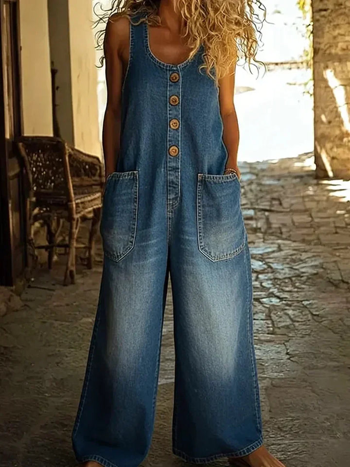 Liva | Salopette en denim de coton, style vintage